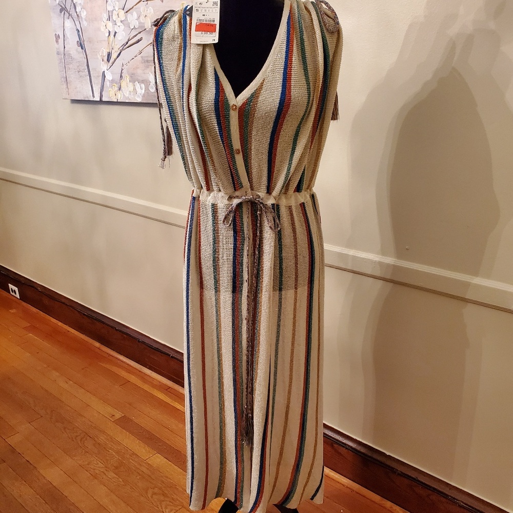 Zara Multicolor Striped Maxi Dress